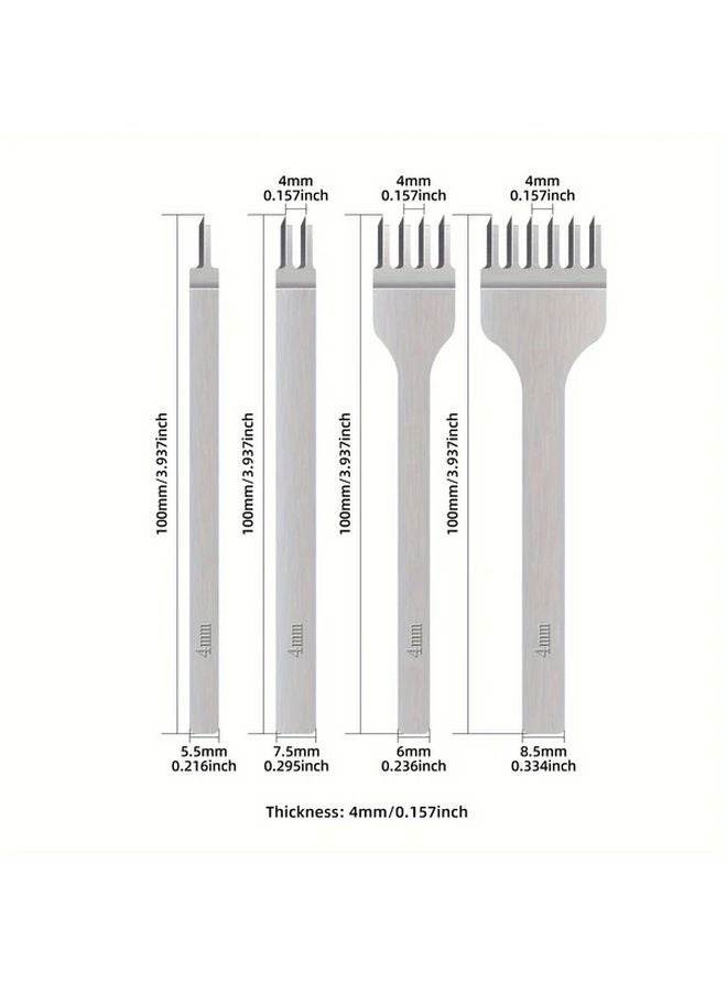 4PCS 6mm Spacing 4 Teeth Faux Leather Punch Set Diamond Cutting Tool For Belt Wristband DIY - Image 5